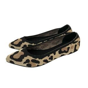 Mia Ballerina Pointed Stretch Flats Animal Print Tan Size 6 NEW